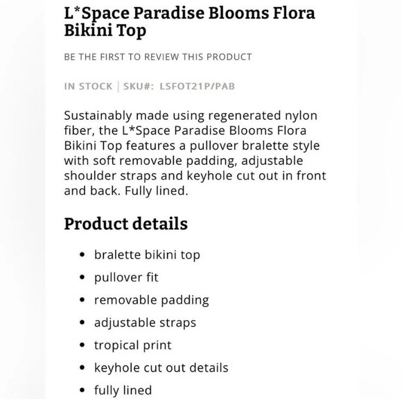 L*SPACE Women's FLORA TOP Bikini Top Size DD - Picture 9 of 11